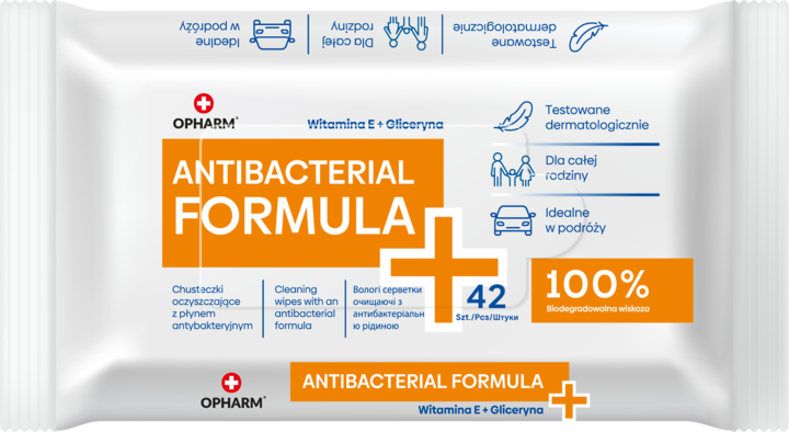OPHARM, chusteczki antybakteryjne, oczyszczające,, 42 szt.
