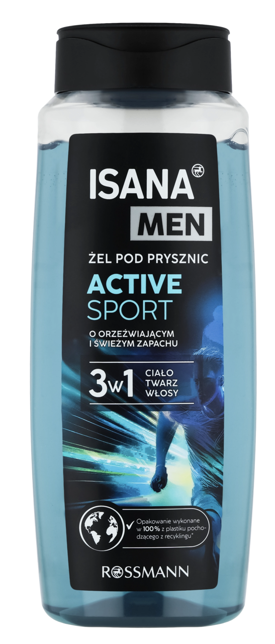 ISANA MEN, Active Sport, żel pod prysznic, dla mężczyzn, 500 ml