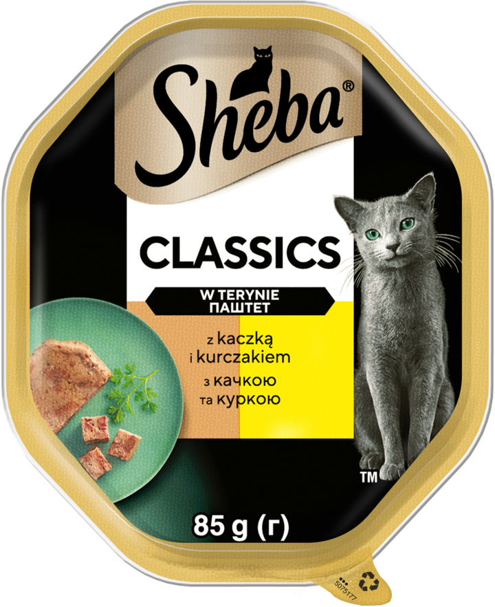 SHEBA, Classics in Pastete, karma pełnoporcjowa mokra dla dorosłych kotów, z Kaczką i Kurczakiem, 85 g