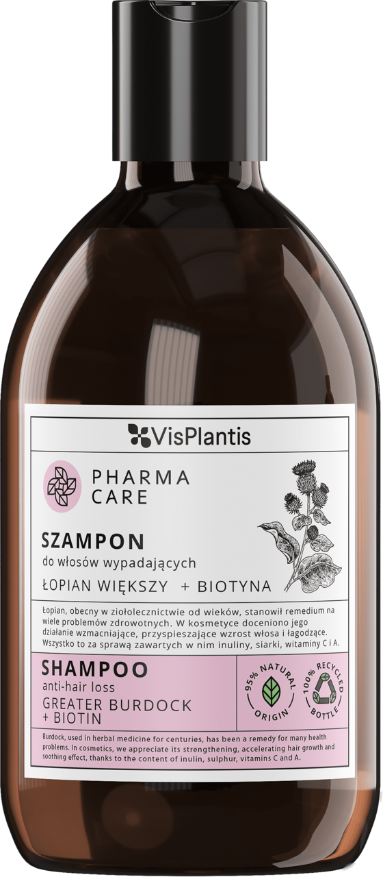VIS PLANTIS, Pharma Care, szampon do włosów, wypadających, Łopian większy + Biotyna, 500 ml