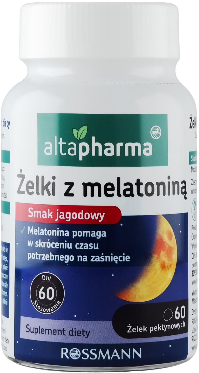 ALTAPHARMA, żelki pektynowe z melatoniną, o smaku Jagodowym, suplement diety, 60 szt.
