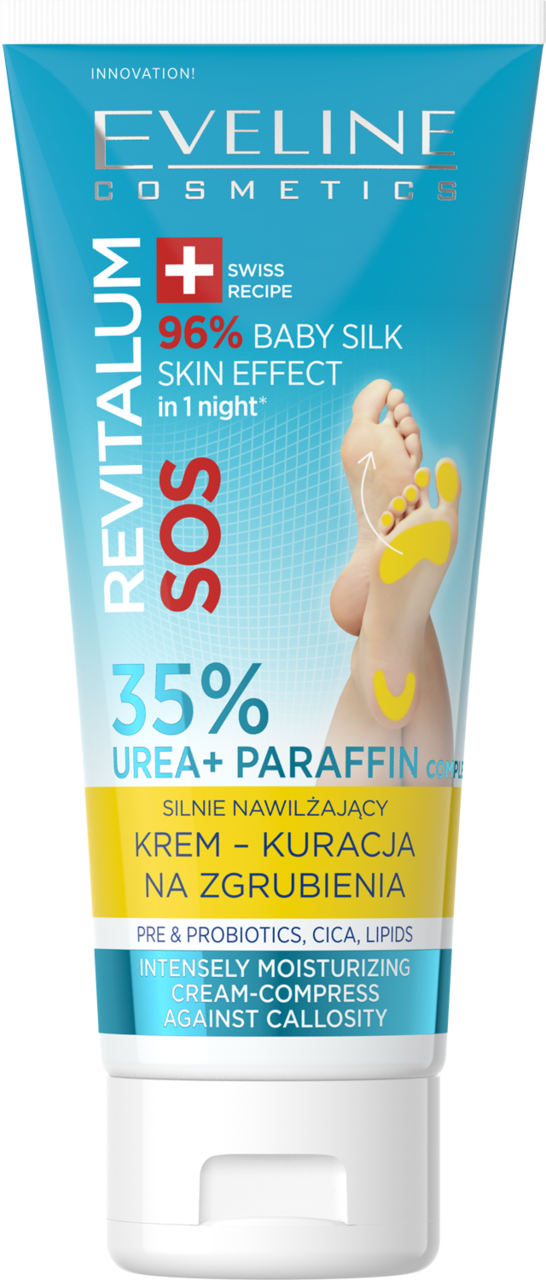 EVELINE COSMETICS, Revitalum SOS, krem-kuracja do stóp, na zgrubienia, z 35% Mocznik i Parafina, 75 ml