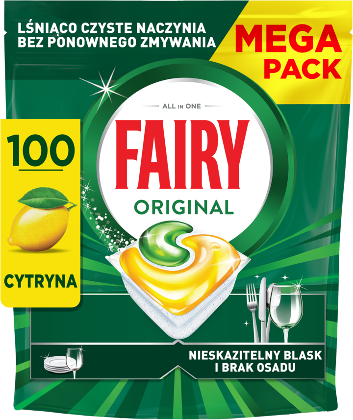 FAIRY, Original All In One, kapsułki do zmywarki, Lemon, 100 szt.