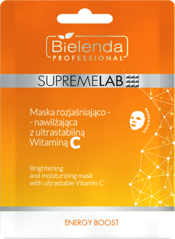 BIELENDA PROFESSIONAL, SupremeLab Energy Boost, maska w płachcie, rozjaśniająco-nawilżająca, 20 g
