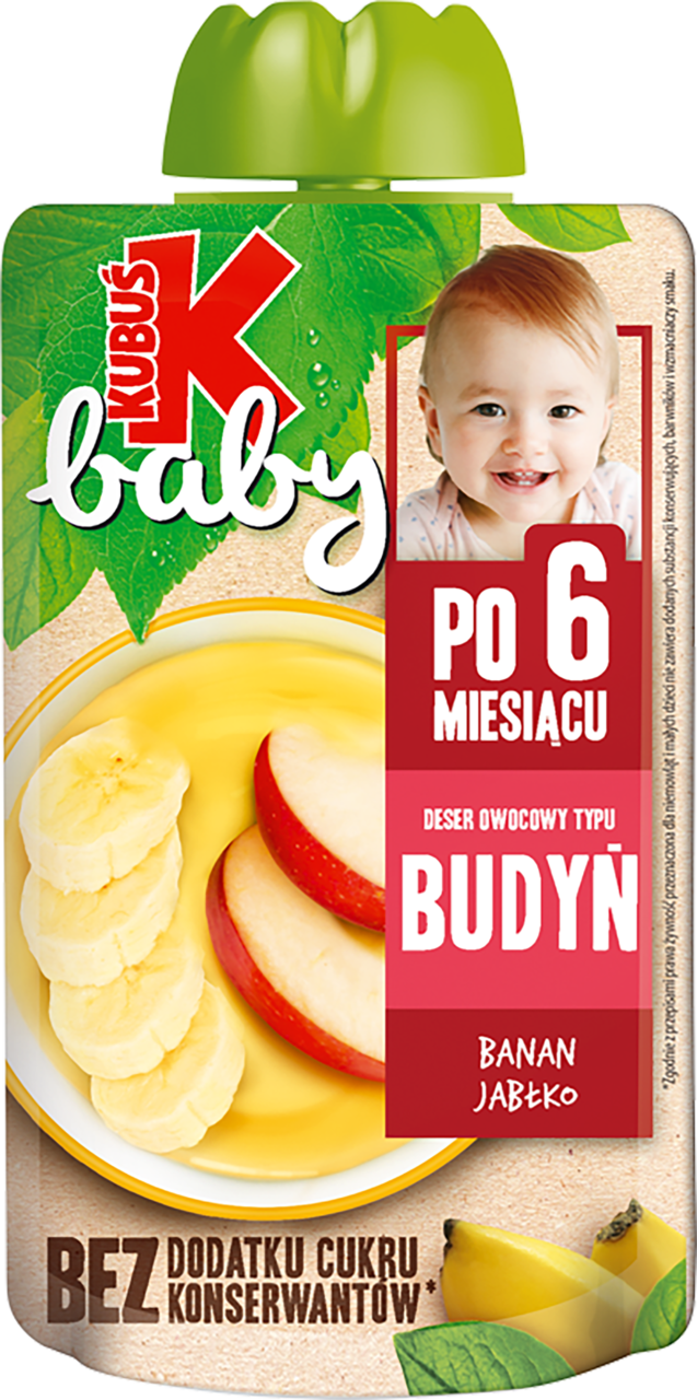 KUBUŚ, Baby, deser owocowy typu budyń, Banan, Jabłko, po 6. miesiącu życia, 100 g
