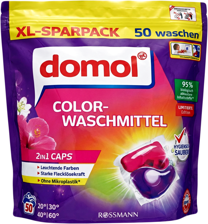 DOMOL, kapsułki do prania  tkanin kolorowych, 2w1, 50 szt.