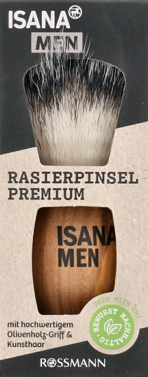 ISANA MEN, Premium, pędzel do golenia, z drzewa oliwnego, 1 szt.
