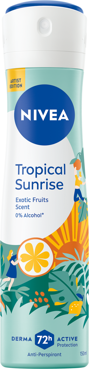 NIVEA, Tropical Sunrise, antyperspirant w sprayu, dla kobiet, 72h, 150 ml
