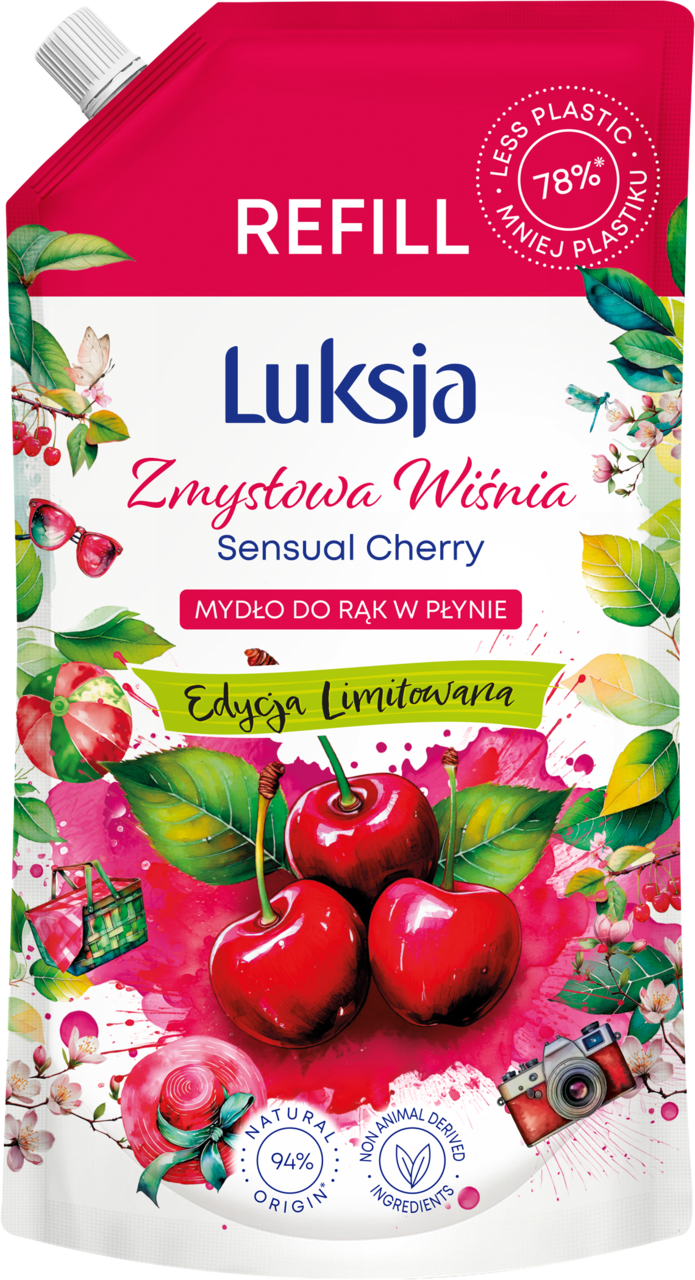 LUKSJA, mydło w płynie, zapas, Zmysłowa Wiśnia, różne zapachy, 900 ml