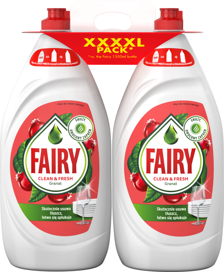 FAIRY, Clean & Fresh, płyn do mycia naczyń, Granat, 2x1350 ml