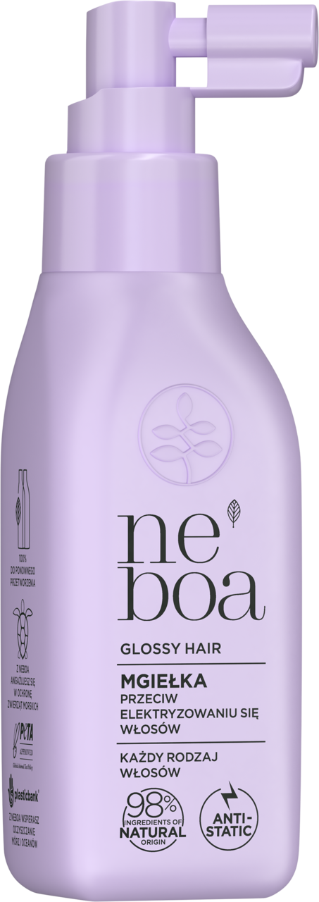 NEBOA, Glossy Hair, mgiełka do włosów każdego rodzaju, przeciw elektryzowaniu się, 100 ml