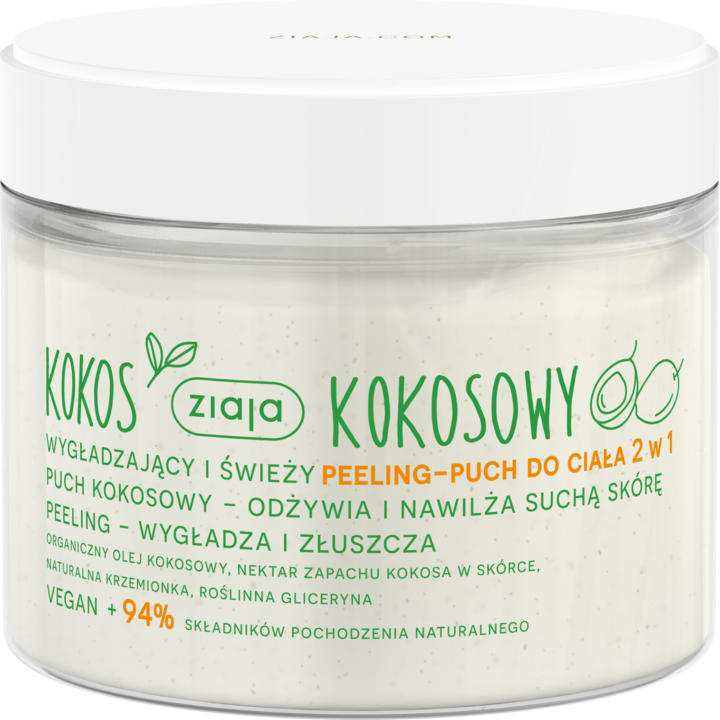 ZIAJA, Kokos, peeling-puch do ciała, 2w1,, 270 ml