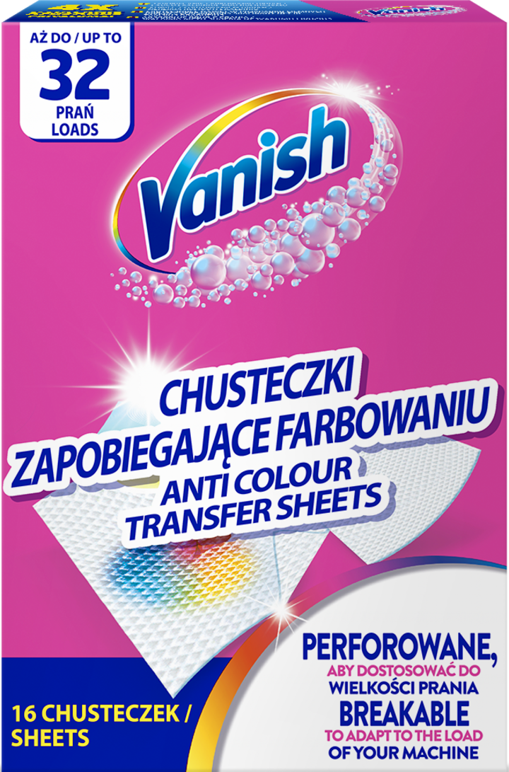 VANISH, chusteczki zapobiegające farbowaniu, do 32 prań, 16 szt.
