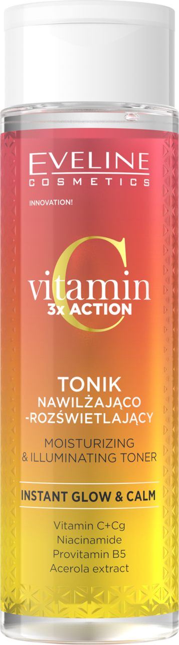 EVELINE COSMETICS, Vitamin C 3xAction, tonik do twarzy, nawilżająco-rozświetlający, 200 ml