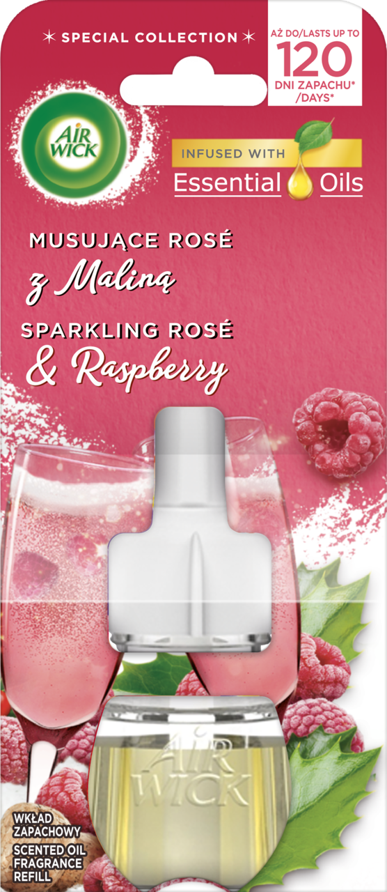 AIR WICK, wkład do elektrycznego odświeżacza powietrza, Musujące Rose z Maliną, 19 ml