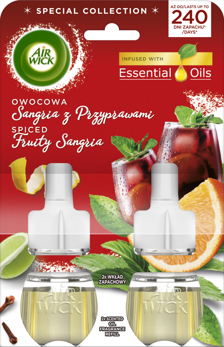 AIR WICK, wkład do elektrycznego odświeżacza powietrza, Owocowa Sangria z Przyprawami, 2x19ml