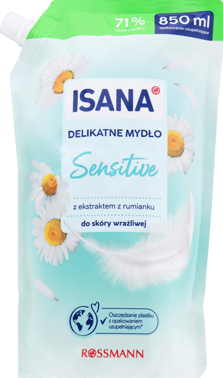 ISANA, Sensitive, mydło w płynie, zapas, 850 ml