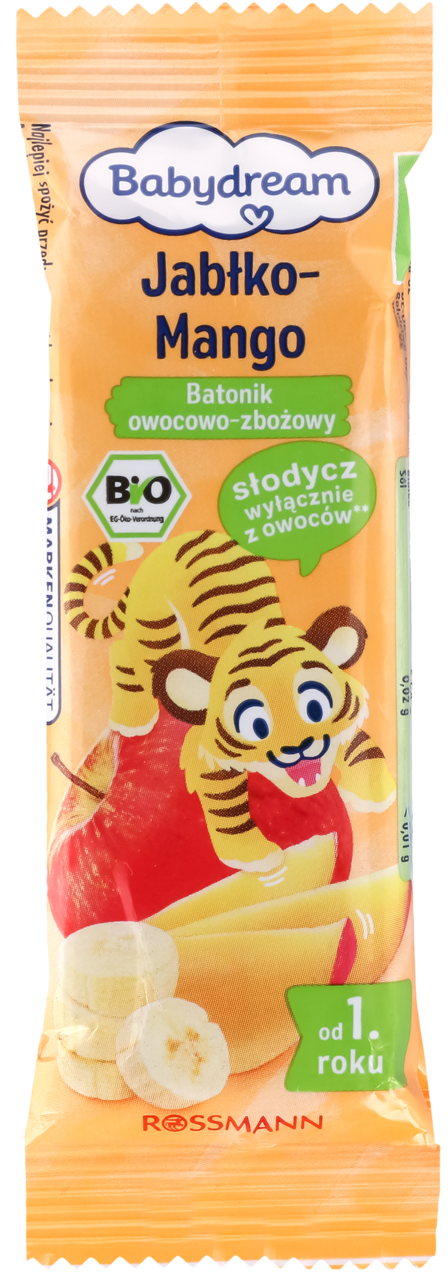 BABYDREAM, batoniki owocowo-zbożowy Jabłko-Mango, od 1. roku życia, 4x25 g