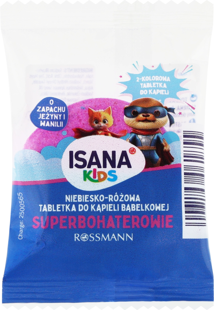 ISANA KIDS, tabletki do kąpieli bąbelkowej, Superbohaterowie, różne kolory, 25 g