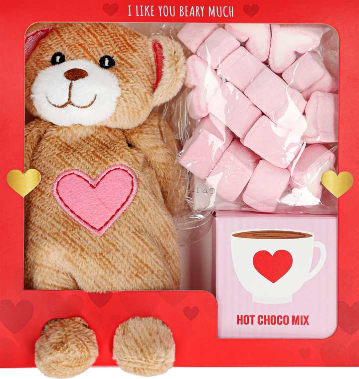 BECKY'S, zestaw walentynkowy, gorąca czekolada + mini pianki + miś, 1 szt.