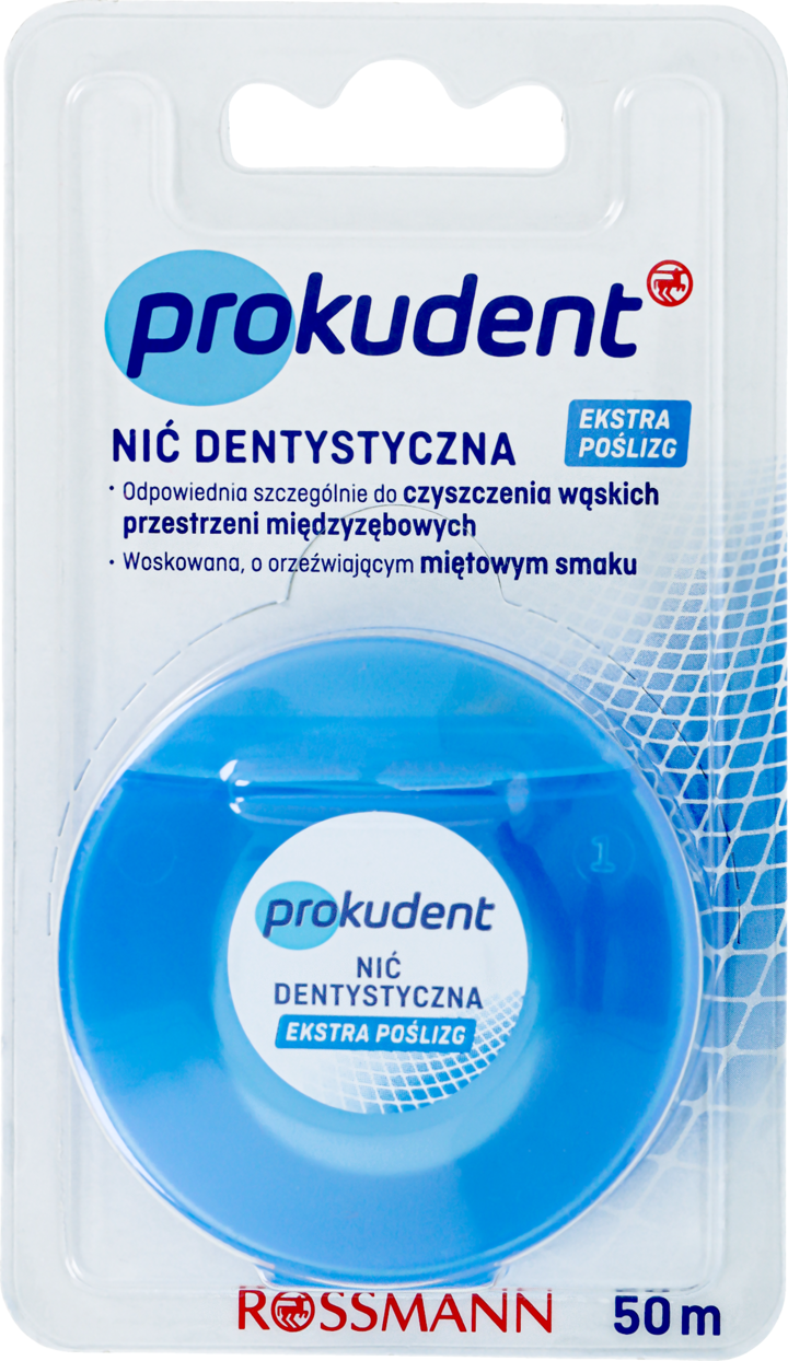 PROKUDENT, nić dentystyczna, woskowana, Ekstra Poślizg, 1 szt.