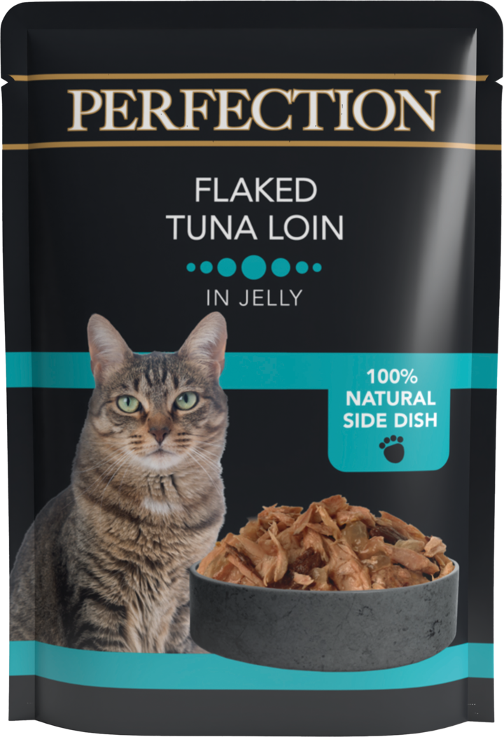 PERFECTION, karma uzupełniająca dla kotów, płatki polędwicy z tuńczyka w galaretce, 70 g