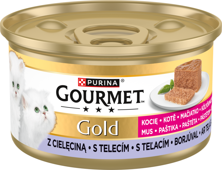 PURINA GOURMET, Gold, karma pełnoporcjowa dla kociąt, z cielęciną, 85 g
