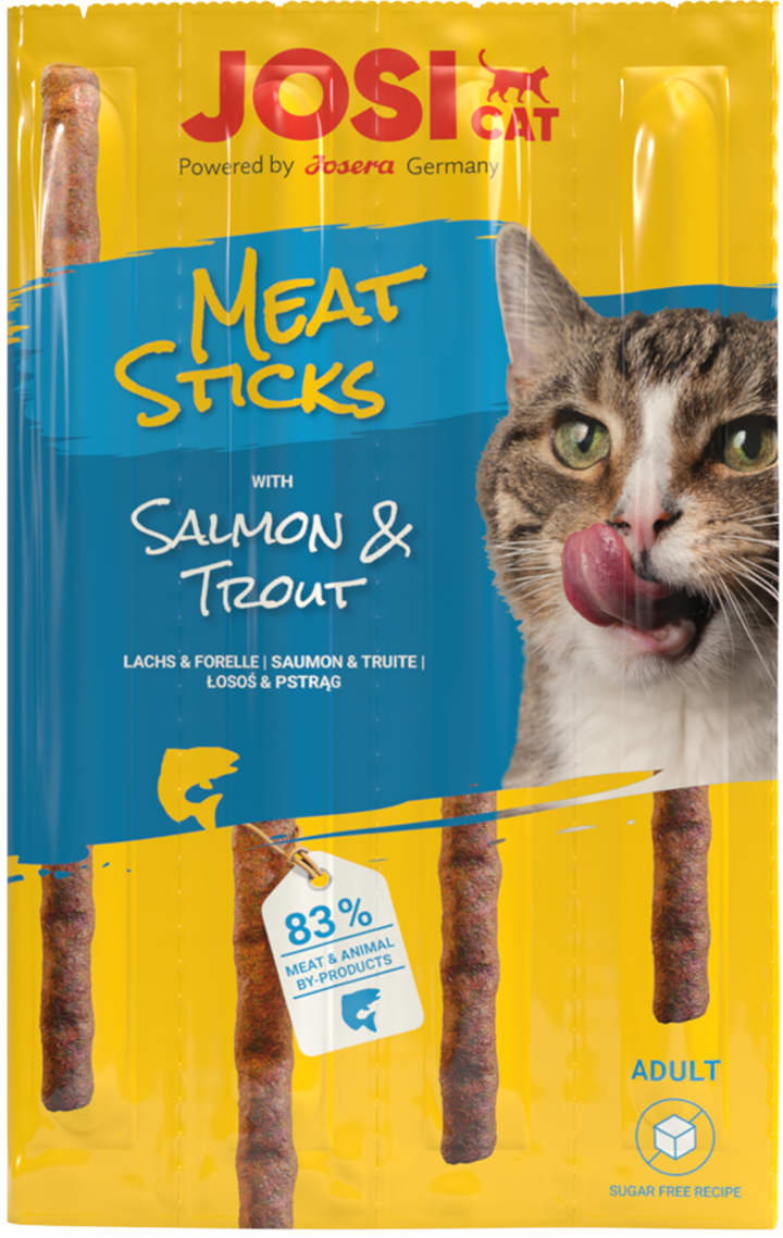 JOSICAT, Meat Sticks, gryzaki dla kota o smaku łososia i pstrąga, 35 g