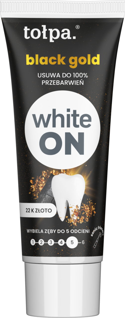 TOŁPA WHITE ON, Black Gold, pasta do zębów, wybielająca, mini, 20 ml