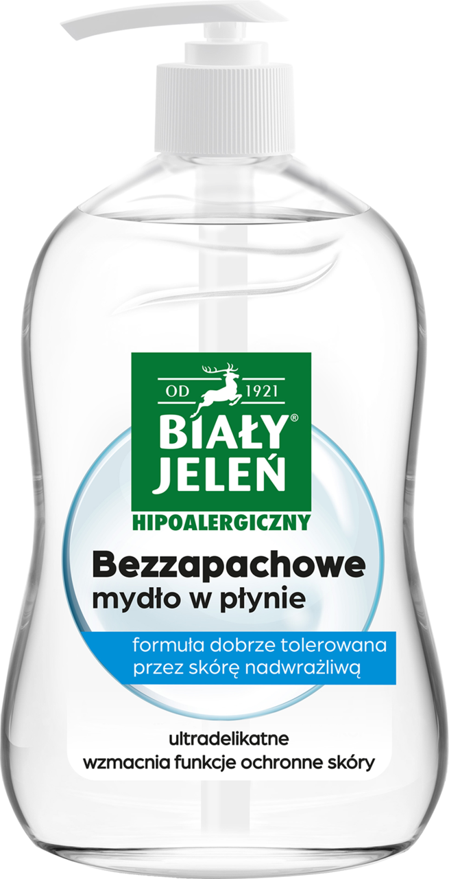 BIAŁY JELEŃ, Hipoalergiczny, mydło w płynie, bezzapachowe, ultradelikatne, do skóry wrażliwej, 300 ml