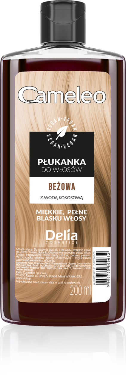 DELIA COSMETICS CAMELEO, płukanka do włosów,  Beżowa, z wodą kokosową, 200 ml