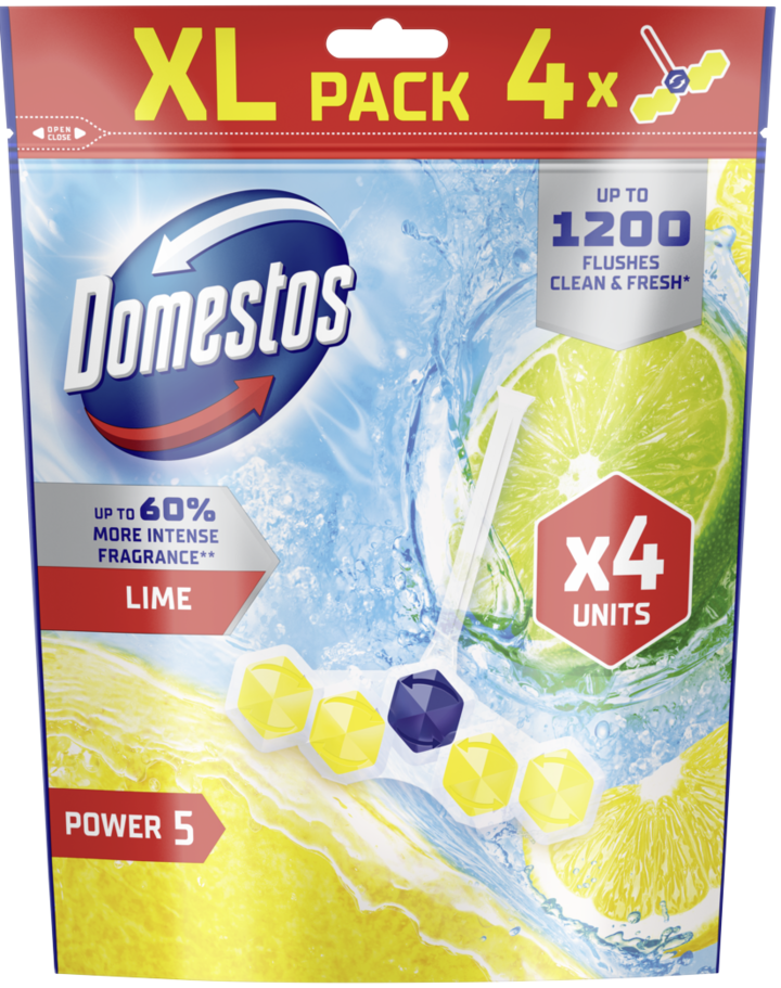 DOMESTOS, Power 5, kostki toaletowe, Lime, opakowanie XL, 200 g
