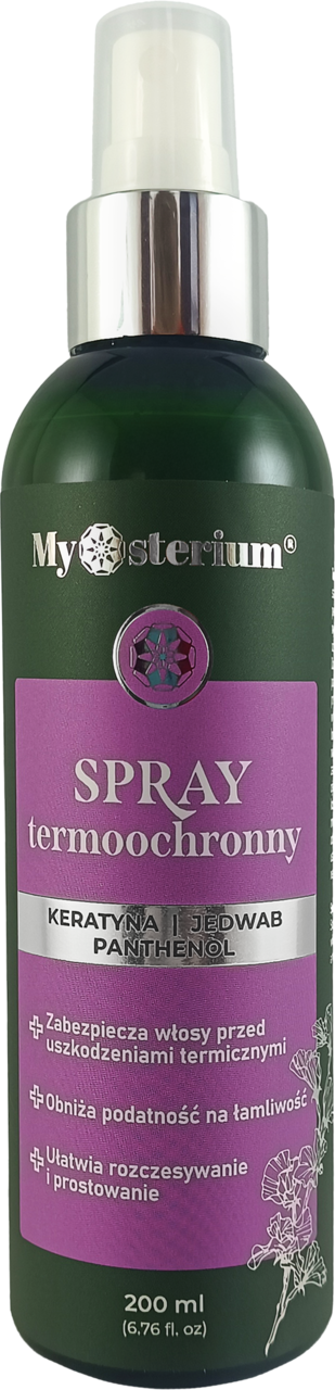 MYSTERIUM, spray do włosów, termoochronny  z keratyną, jedwabiem i panthenolem, 200 ml