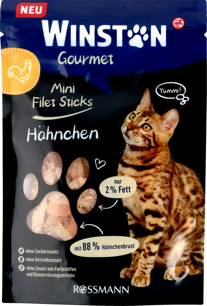 WINSTON, Gourmet, karma uzupełniająca dla kotów, filety z piersi kurczaka, 50 g