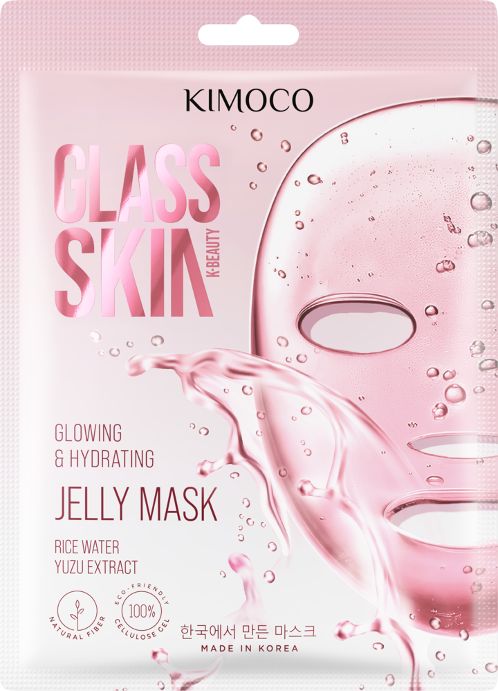 KIMOCO, Glass Skin, maska w płachcie, rozświetlająco-nawilżająca, 23 ml