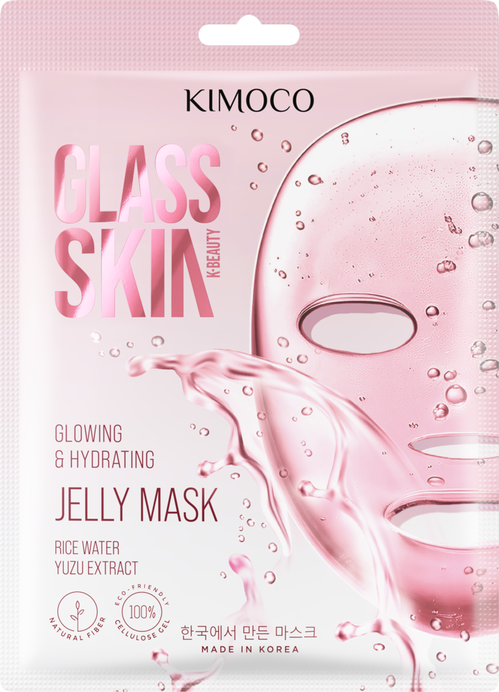 KIMOCO, Glass Skin, maska w płachcie, rozświetlająco-nawilżająca, 23 ml