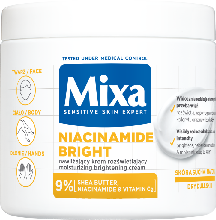 MIXA, Niacinamide Bright, krem multifunkcyjny, nawilżająco-rozjaśniający, 400 ml