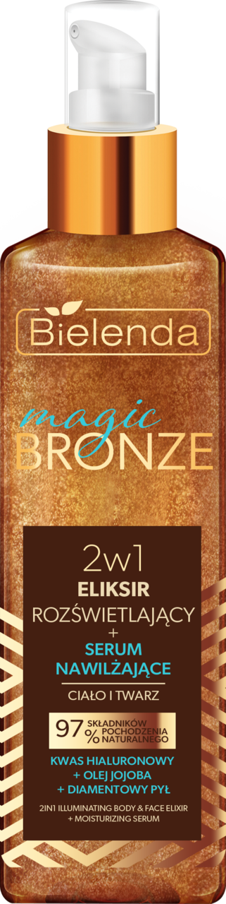 BIELENDA, Magic Bronze, eliksir do twarzy i ciała, rozświetlający + serum nawilżające, 2w1, 150 ml