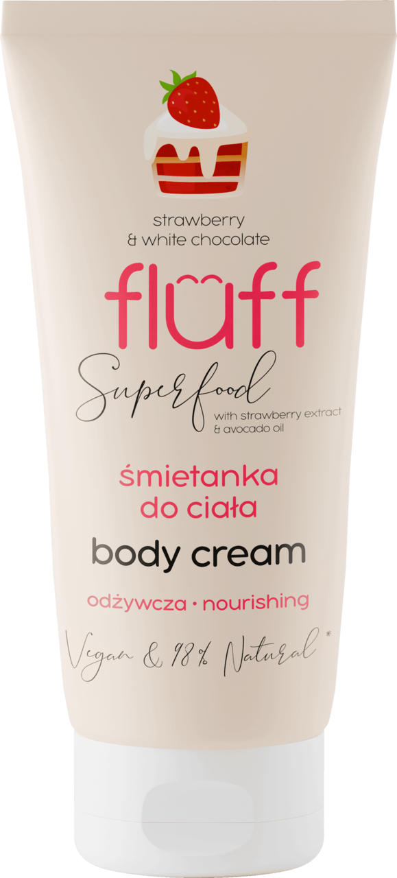 FLUFF, Superfood , śmietanka do ciała, odżywcza, Truskawka z białą ...