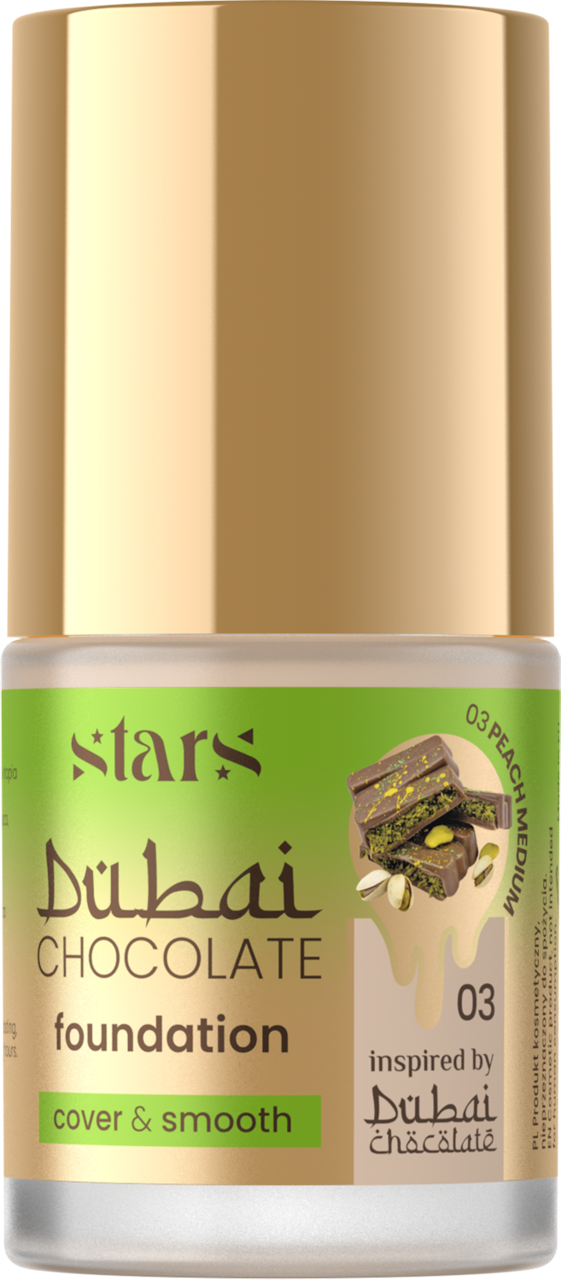 STARS, Dubai Chocolate, podkład do twarzy, kryjąco-wygładzający, nr 03 Peach Medium, 25 g
