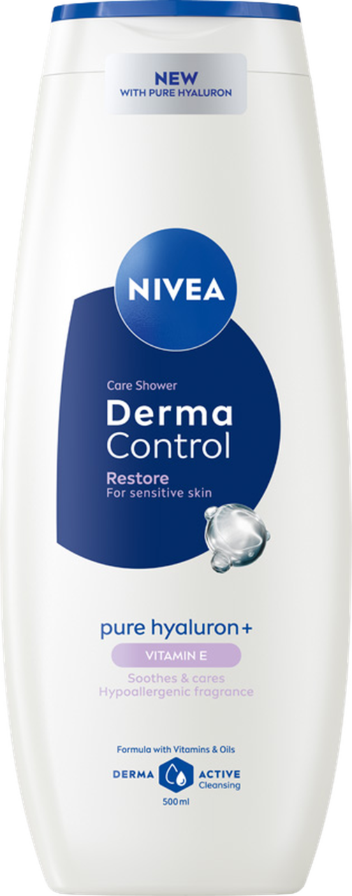 NIVEA, Derma Control Restore, żel pod prysznic, do skóry wrażliwej, witamina E, 500 ml
