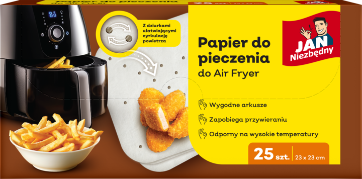 JAN NIEZBĘDNY, papier do pieczenia do Air Fryer, 25 szt.