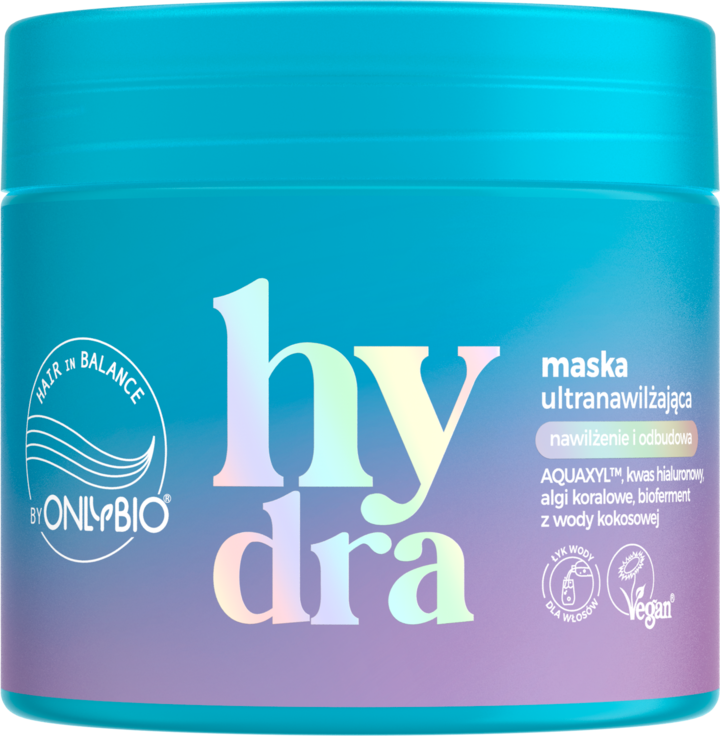 ONLYBIO HAIR IN BALANCE, Hydra, maska do włosów, nawilżająco-odbudowująca, 400 ml