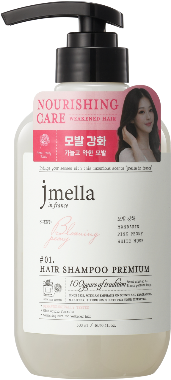 JMELLA IN FRANCE, Blooming Peony, szampon do włosów suchych, zniszczonych i puszących się, wygładzająco-odżywczy, perfumowany, 500 ml