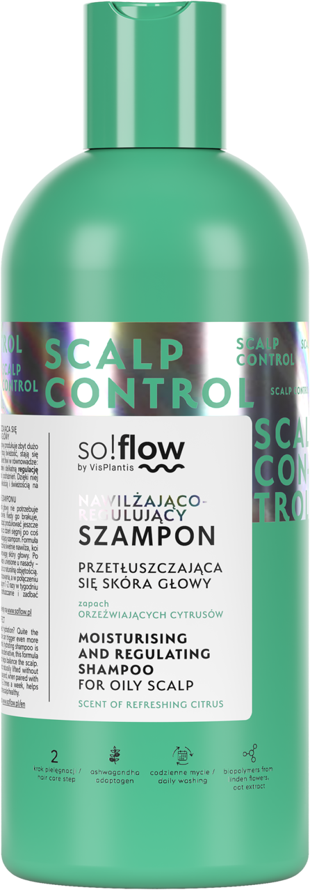 SO!FLOW BY VIS PLANTIS, szampon do przetłuszczającej się skóry głowy i włosów, nawilżająco-regulujący, 400 ml