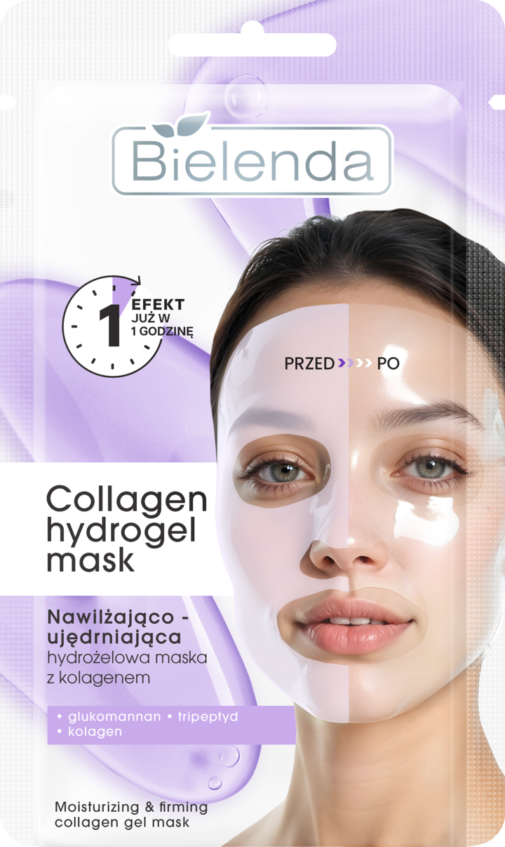 BIELENDA, Collagen, maska w płachcie, hydrożelowa, nawilżająco-ujędrniająca, 1 szt.