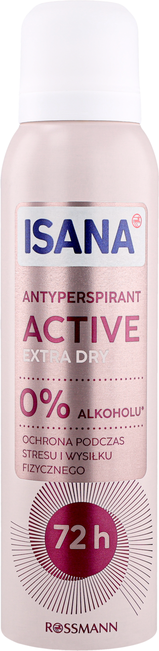 ISANA, Active Extra Dry, antyperspirant w sprayu, dla kobiet, 72h, 150 ml