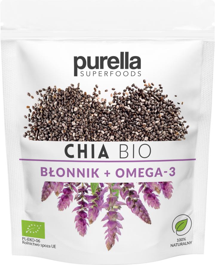 PURELLA SUPERFOODS, nasiona Chia Bio, Błonnik + Omega-3, 200 g