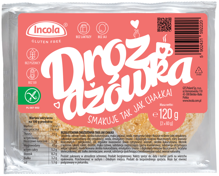 INCOLA, drożdżówka, jak chałka, bezglutenowa, 120 g