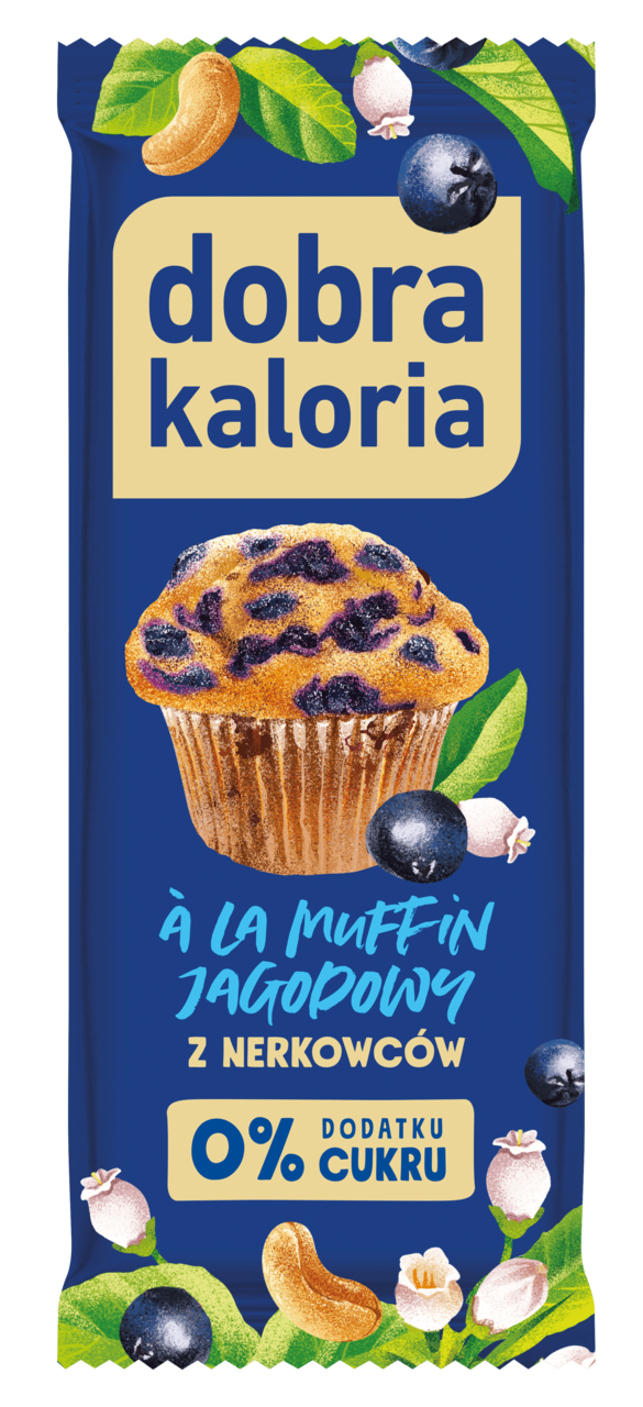 DOBRA KALORIA, A la Muffin Jagodowy, baton z nerkowców, 35 g